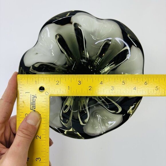 Murano Italian Art Glass Heavy Lotus Flower Translucent Bowl Dish Ashtray - Picture 5 of 10